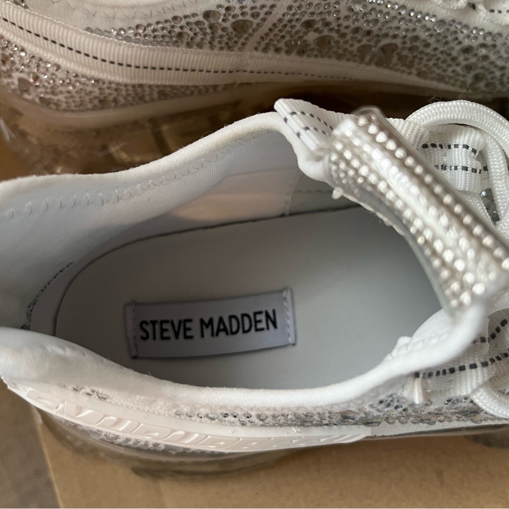 Steve Madden White Rhinestone Sneakers - Picture 11 of 12